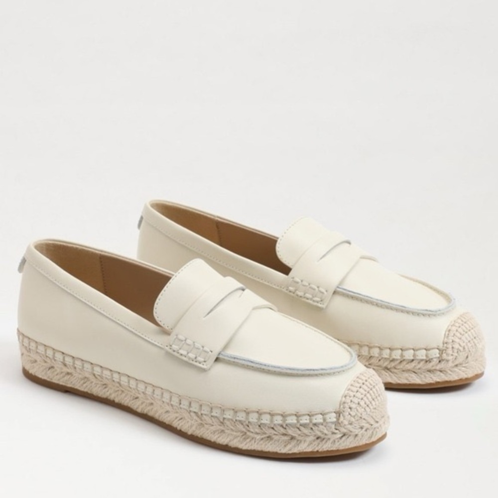 Sam Edelman Women's Kai Espadrille Loafer in Ivory Leather Size 8